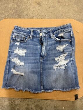 American Eagle Outfitters Distressed Blue Denim Mini Skirt